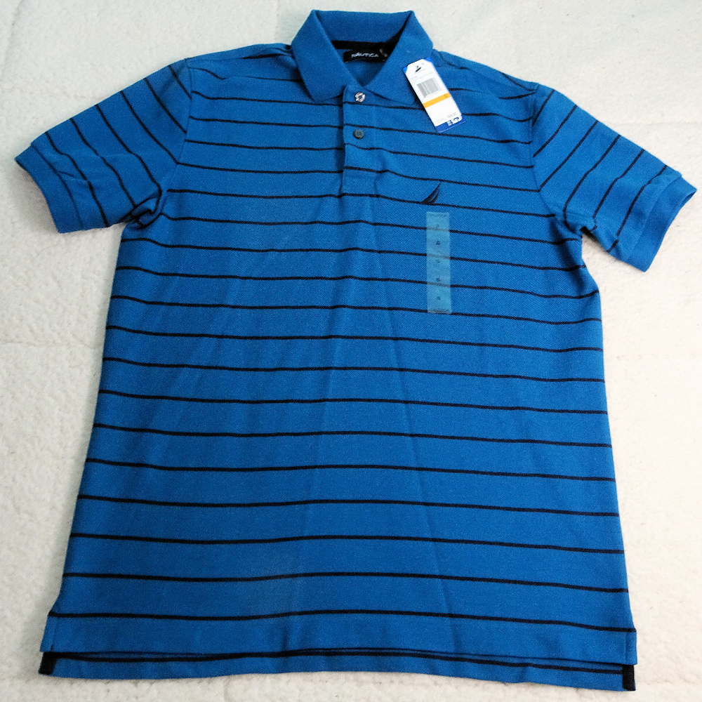 NWT Nautica Wicking Blue Polo Small